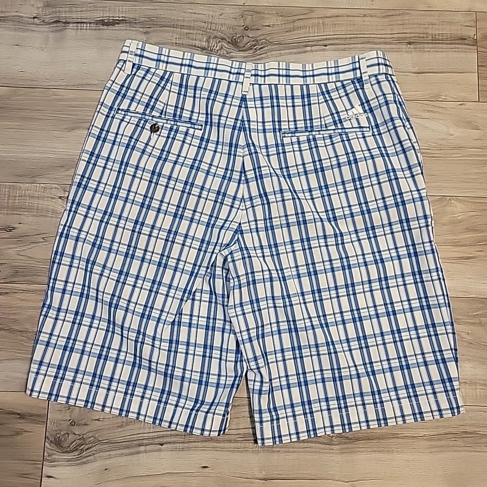 Adidas Golf Shorts‎ Men 34 Blue White Checked Bermuda Pockets Stretch - Picture 4 of 10